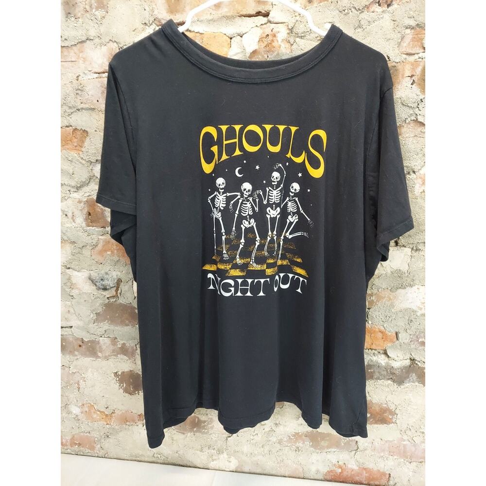 Old Navy Womens Halloween Skeleton Graphic Tee Size 2X Black Ghouls Night Out